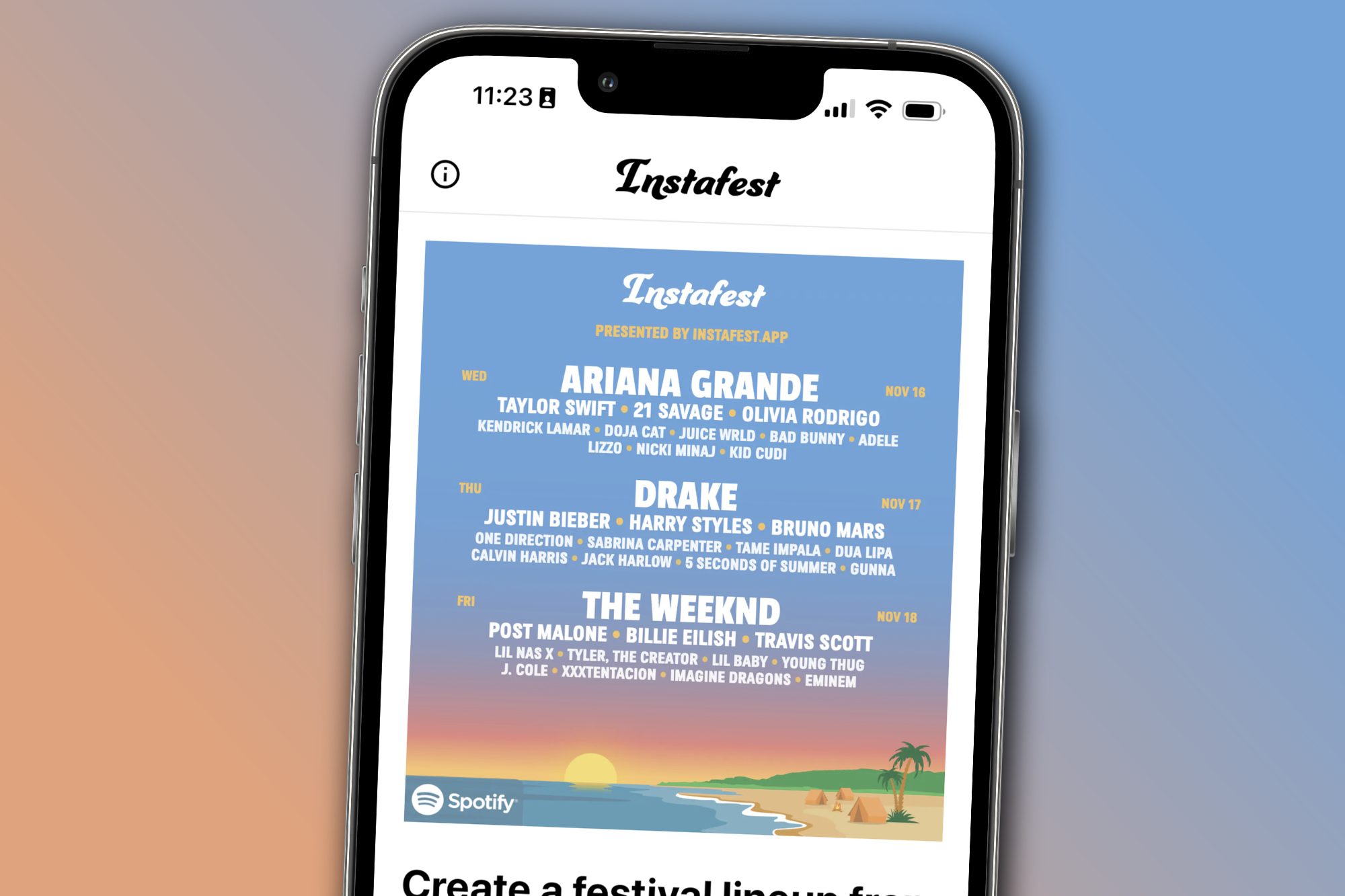 Instafest app: How to make your own Spotify festival lineup | Digital Trends