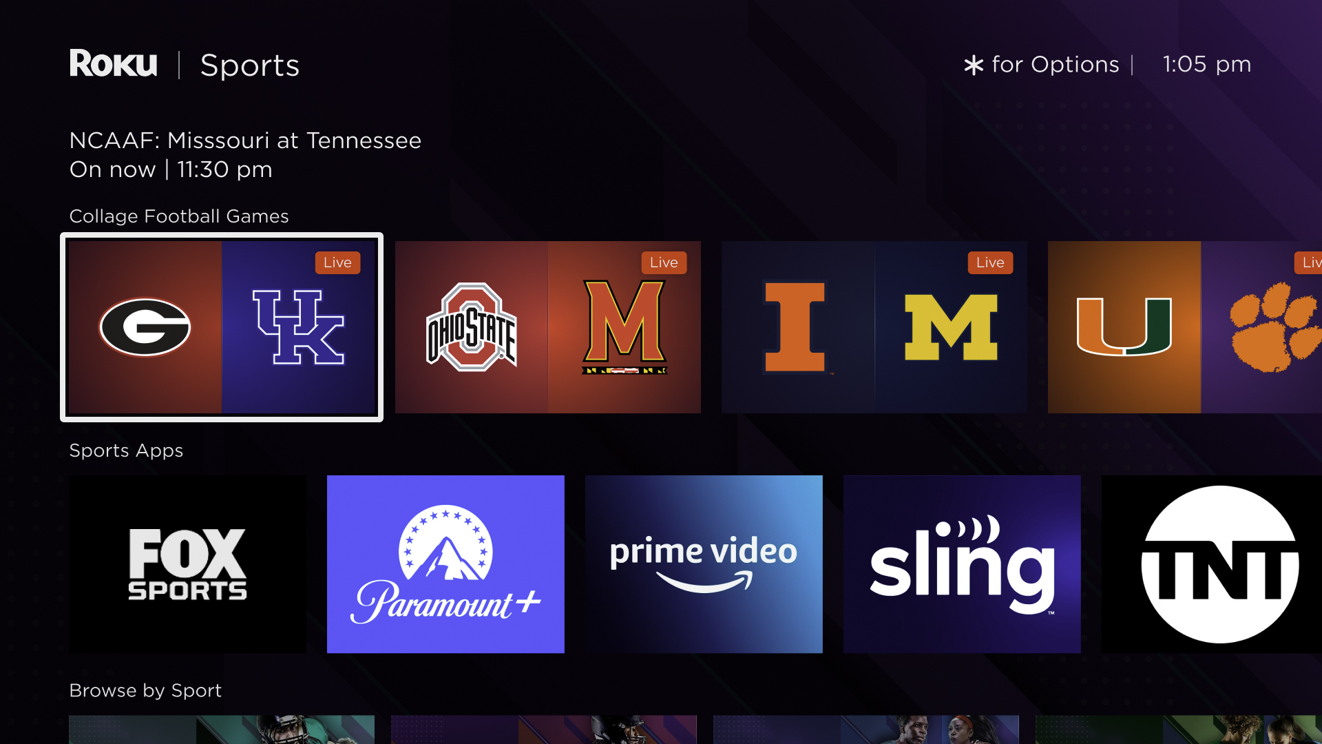 nfl games today on roku