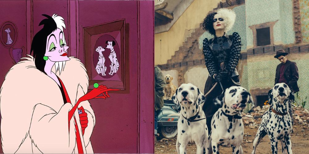 Cruella de Vil animated and live action