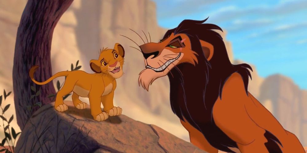 Scar talks to Simba in The Lion King