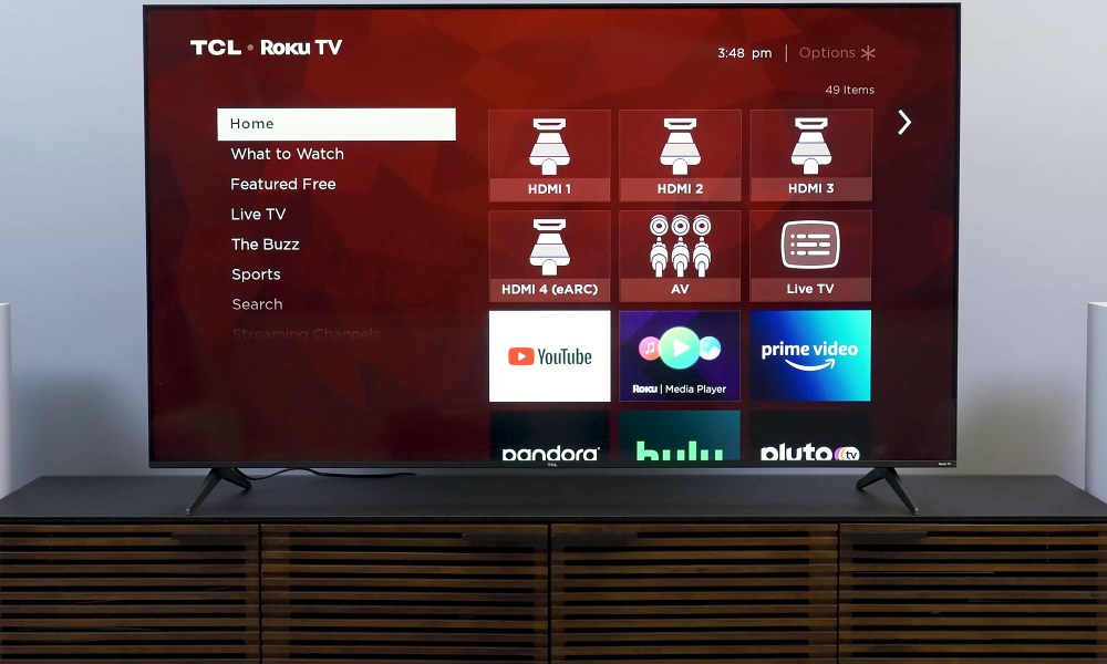 The Roku home screen on the TCL-5 Series (S555).