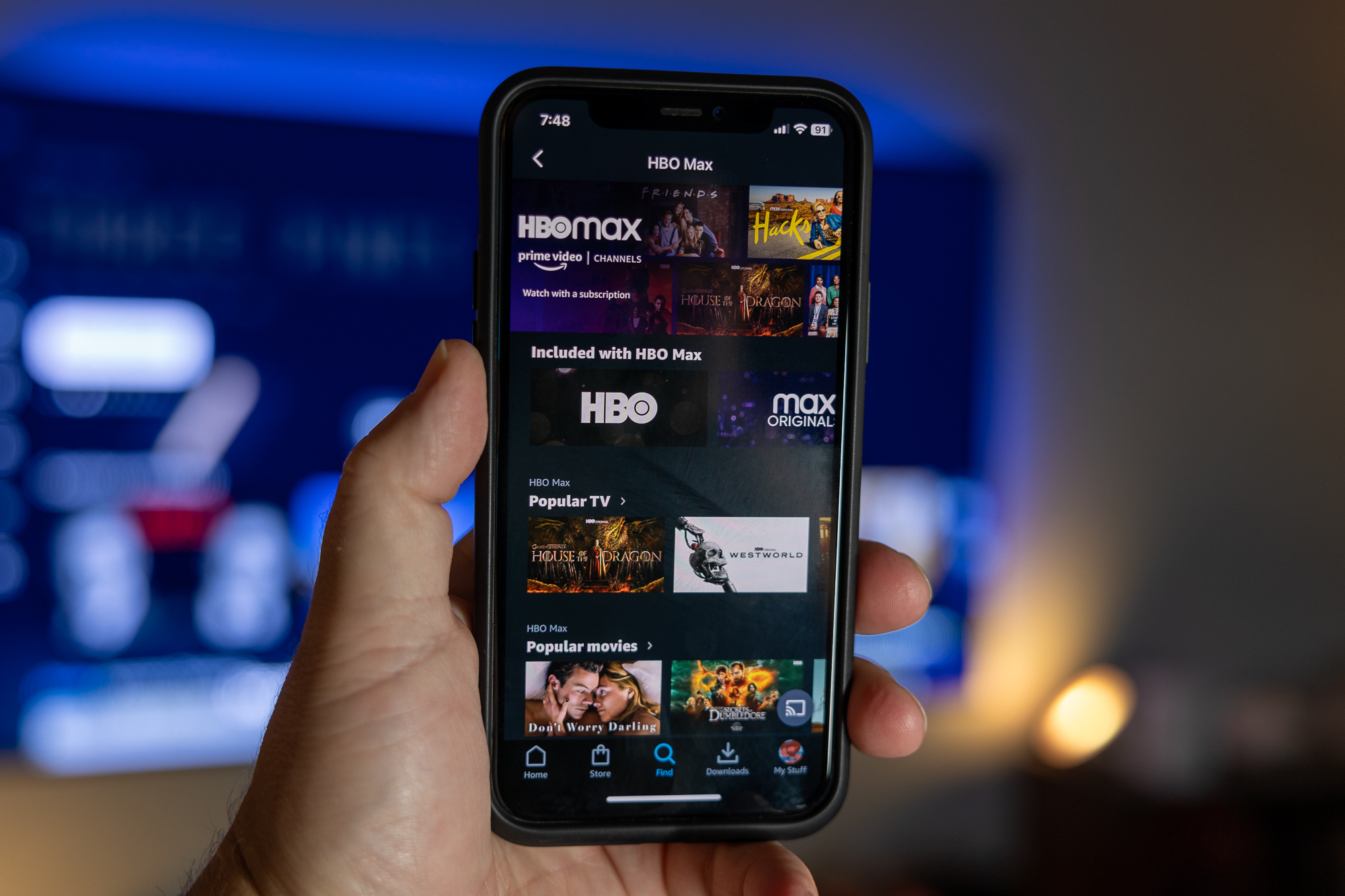 Which add-on channels (HBO, AMC) offer free trials on Prime Video
