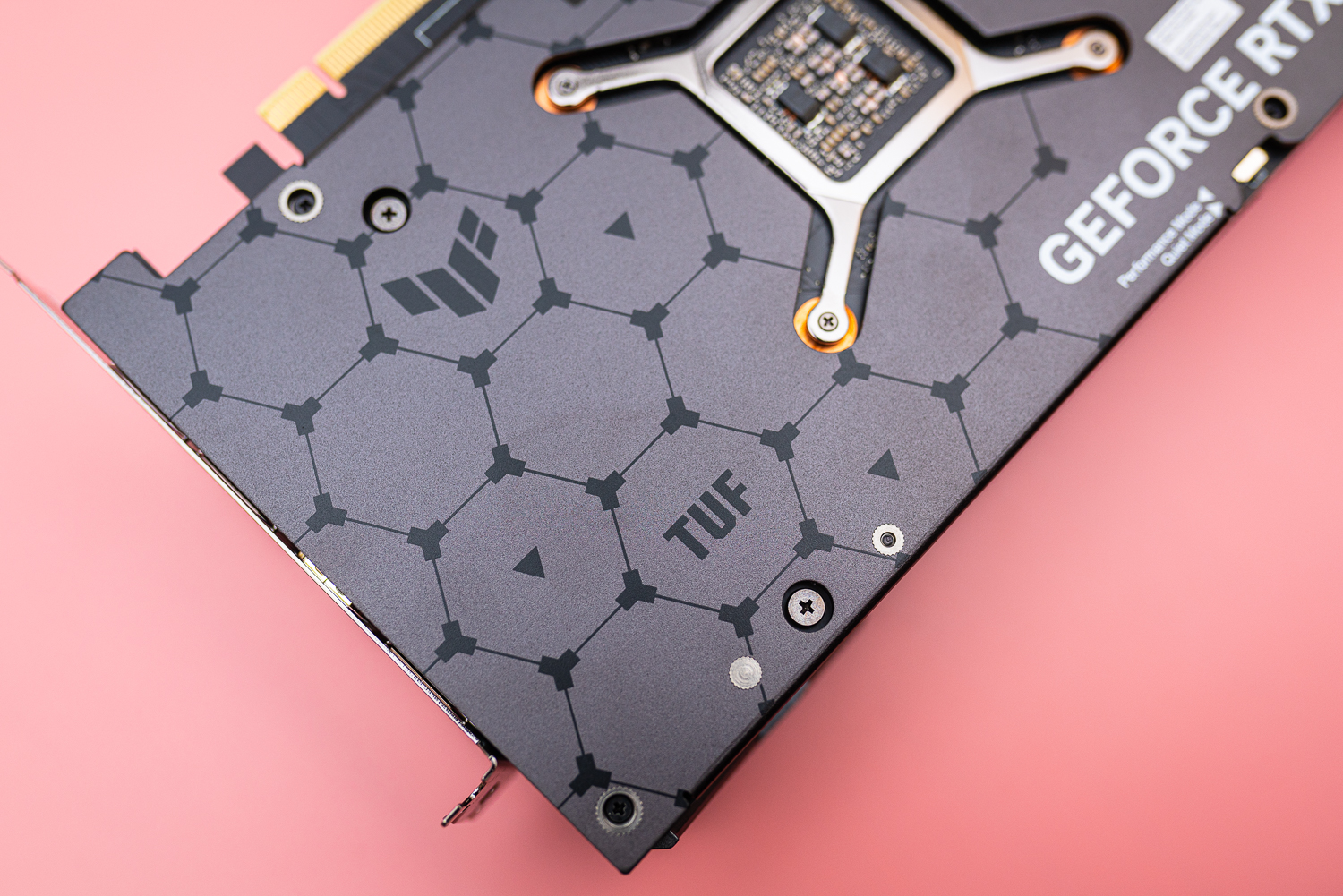 Tuf Gaming RTX 4070 Ti on a pink background.