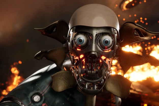 A robot's face pulls apart as it screams in Atomic Heart.