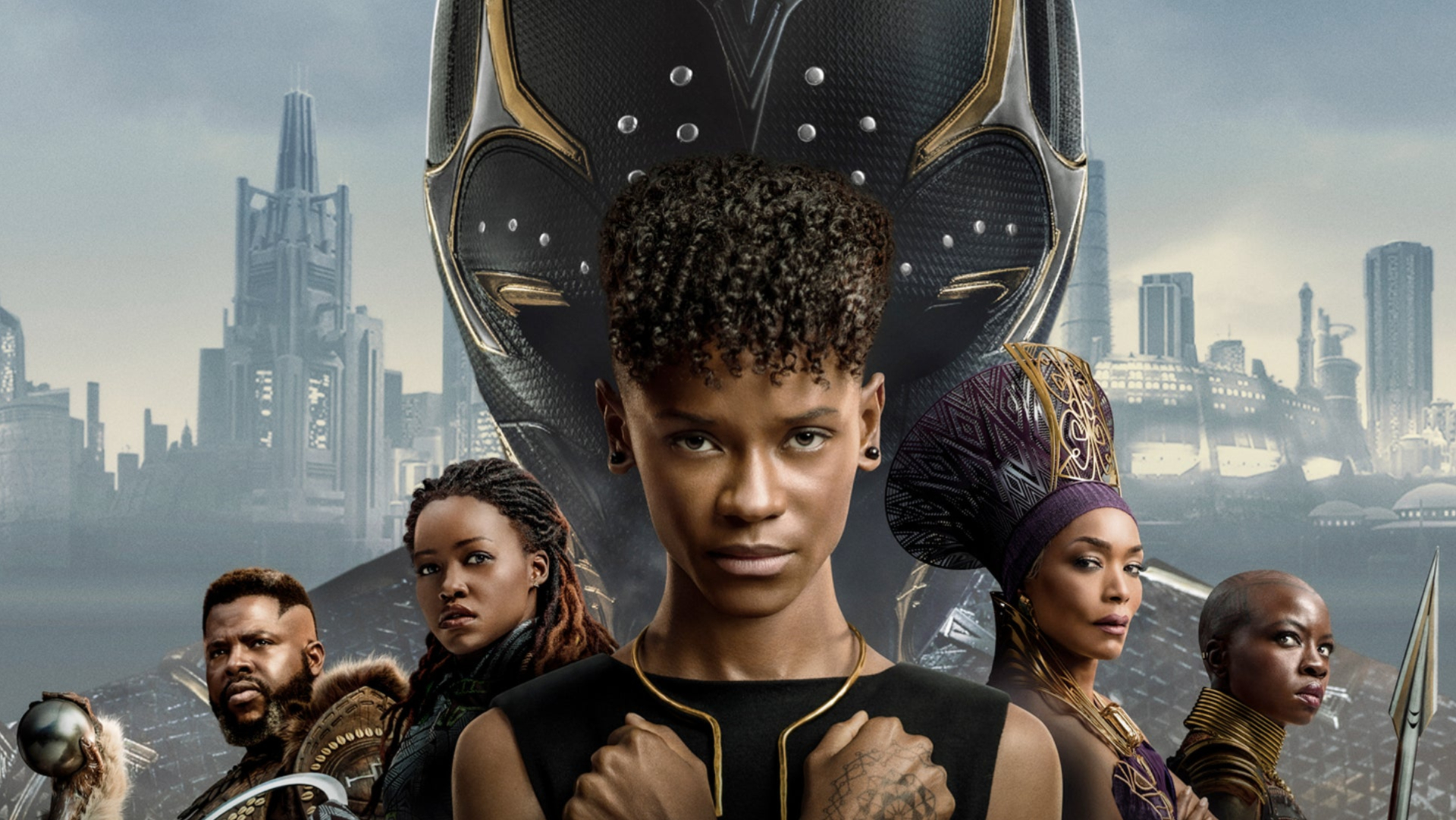 The cast of "Black Panther: Wakanda Forever" on a poster.