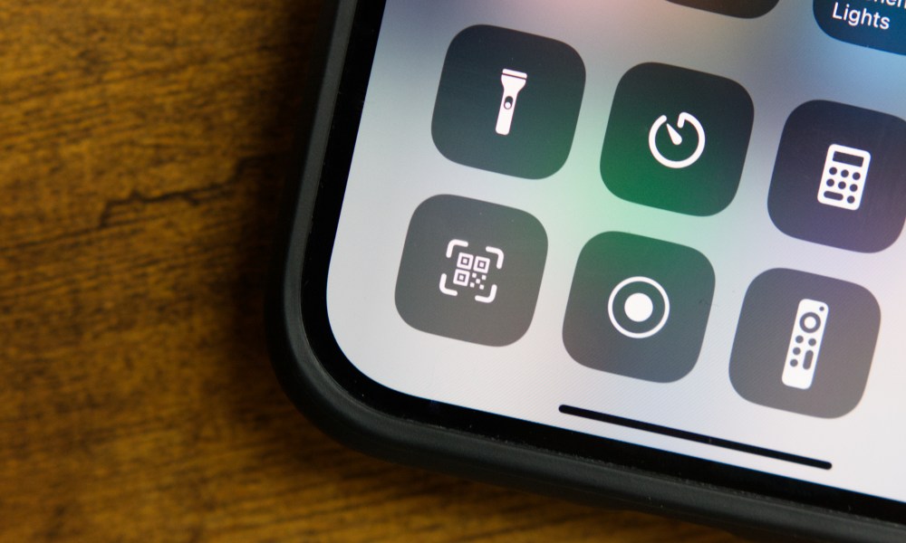 QR code scanning shortcut on an iPhone.