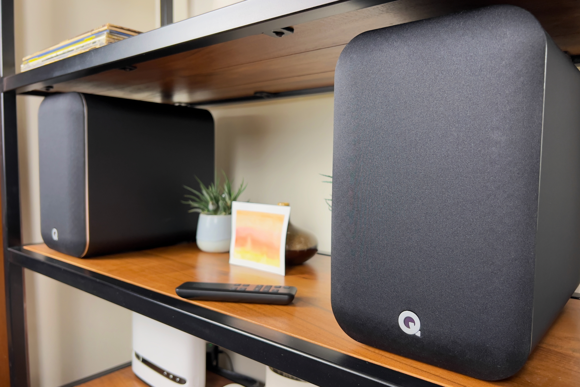 The Q Acoustics M20 HD Powered Wireless Music System on a shelf