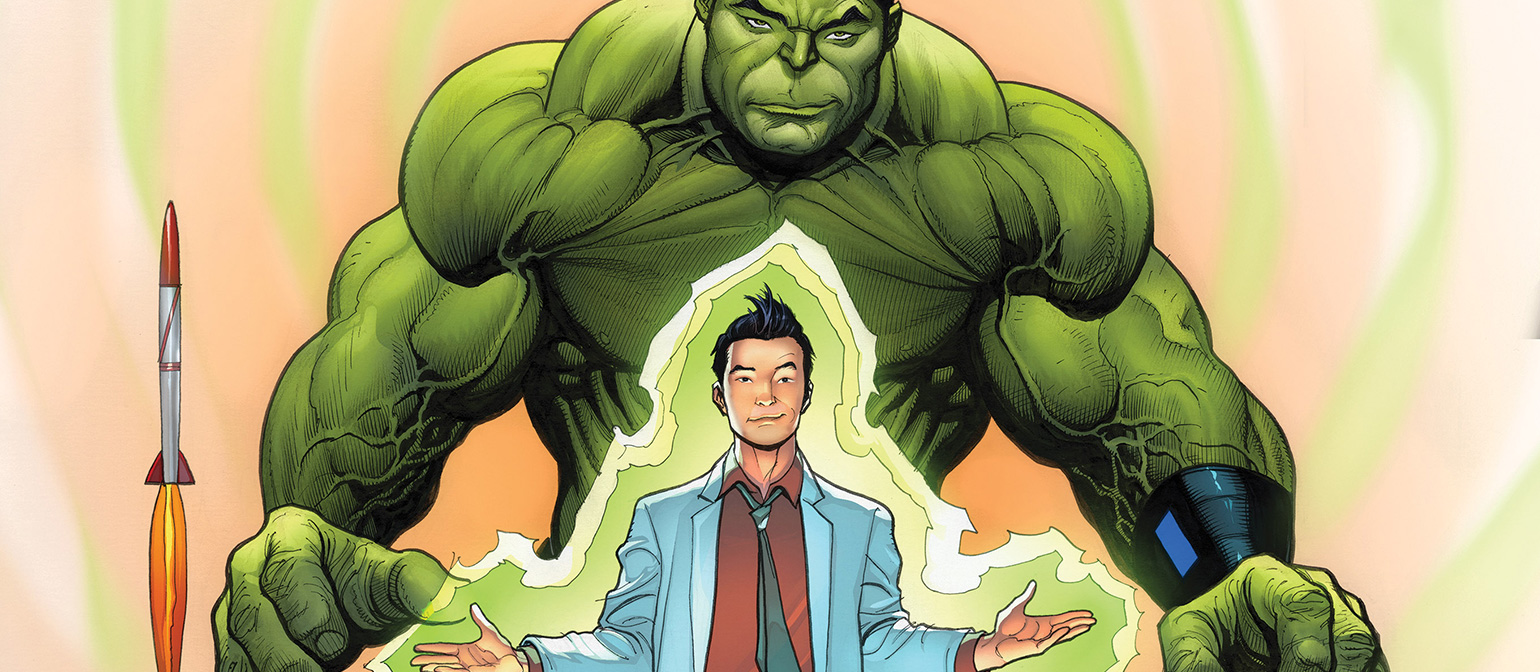 Amadeus Cho auf dem Cover von „The Totally Awesome Hulk #1“.