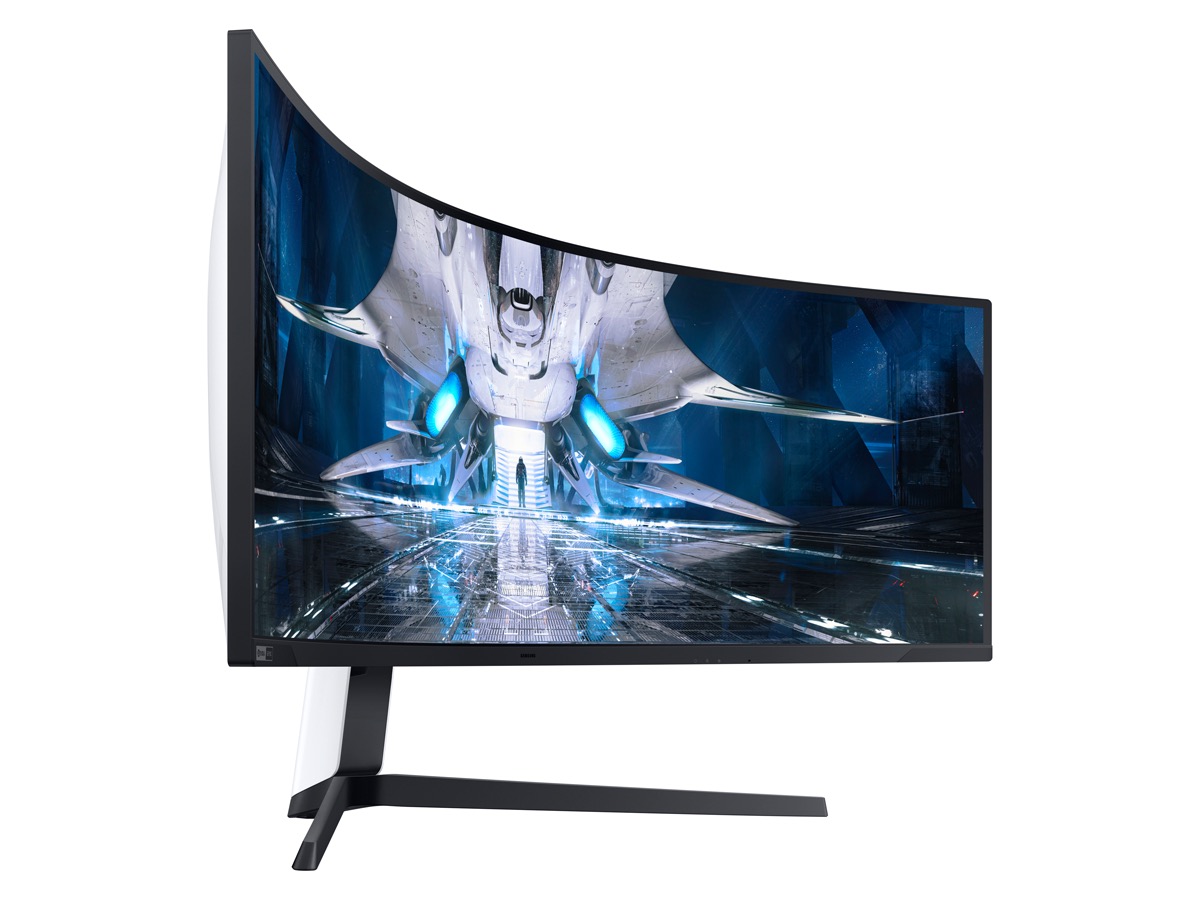 Side angle of the Samsung 49-inch Odyssey Neo G9 gaming monitor.