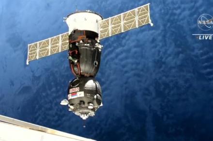 A spacecraft at the ISS is about to take a very short trip