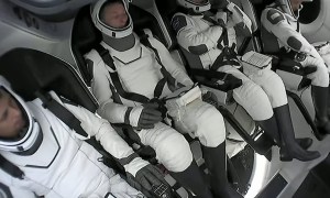 Crew-6 astronauts aboard a SpaceX Crew Dragon capsule.