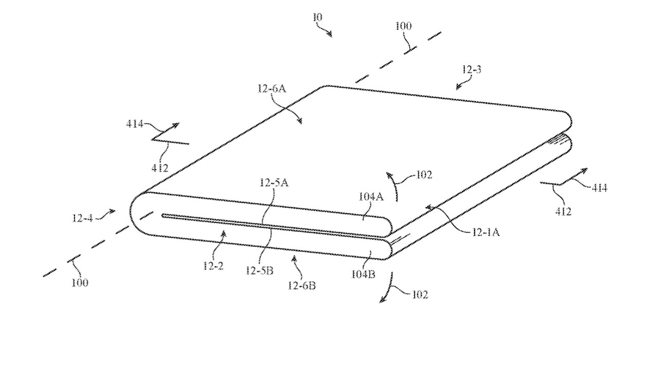 Una imagen de una patente de iPhone plegable