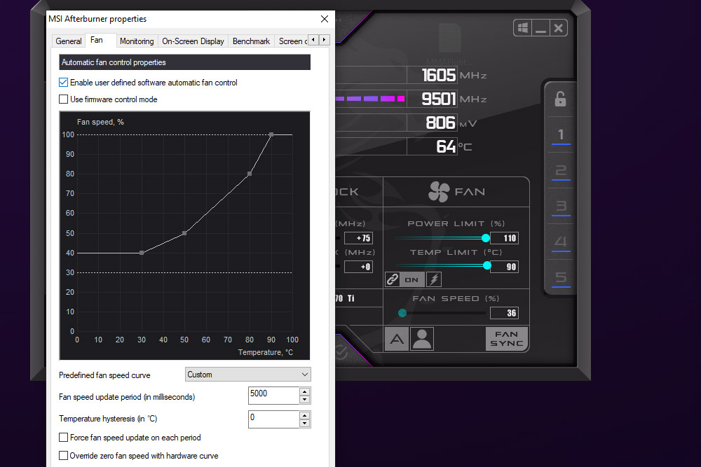 Afterburner sales fan speed