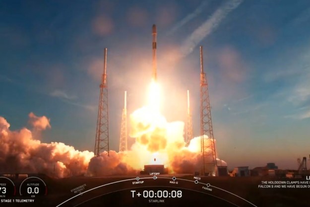 A SpaceX Falcon 9 rocket launches in February 2023.