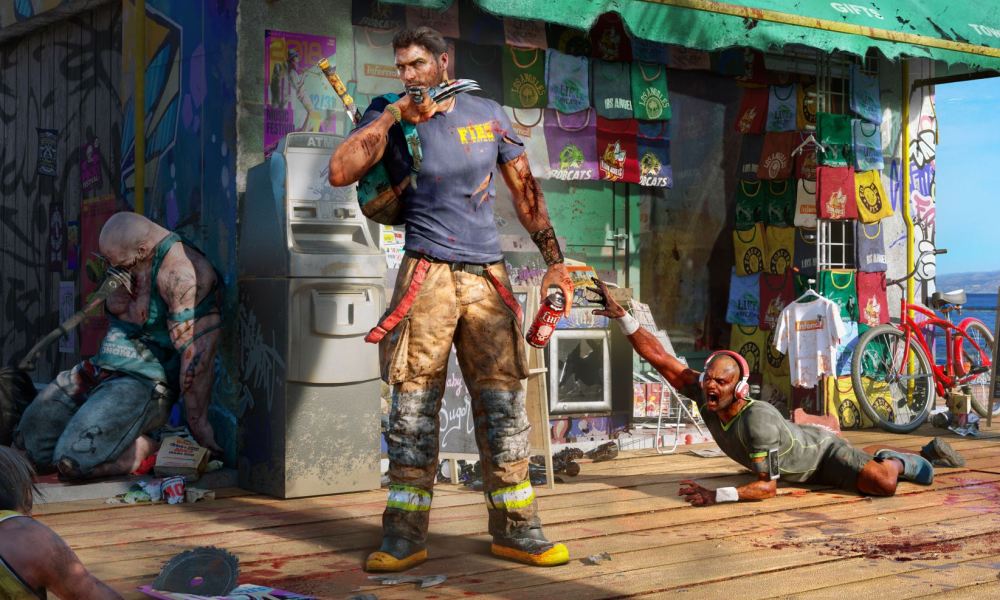 A zombie crawls toward a player on a boardwalk in Dead Island 2.