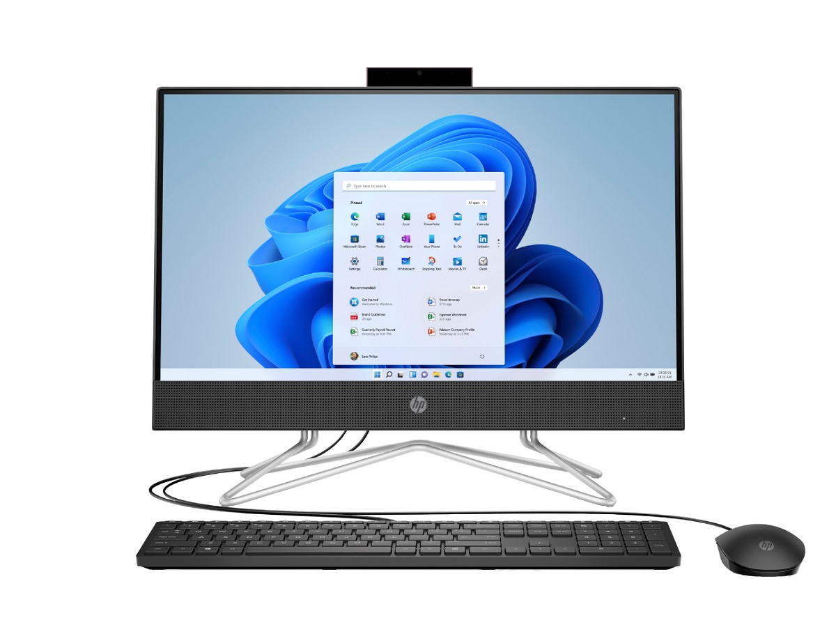 화면에 Windows 11 인터페이스가 있는 HP All-in-One PC 22.