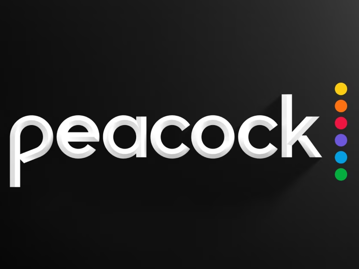 Logotipo da TV Peacock em fundo preto.