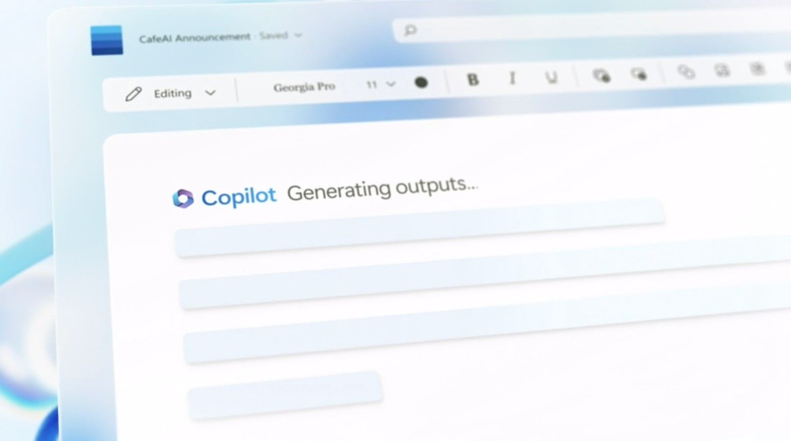 Copilot 在 Microsoft Word 中生成结果。