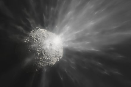 Scientists observe the aftermath of a spacecraft crashing into asteroid