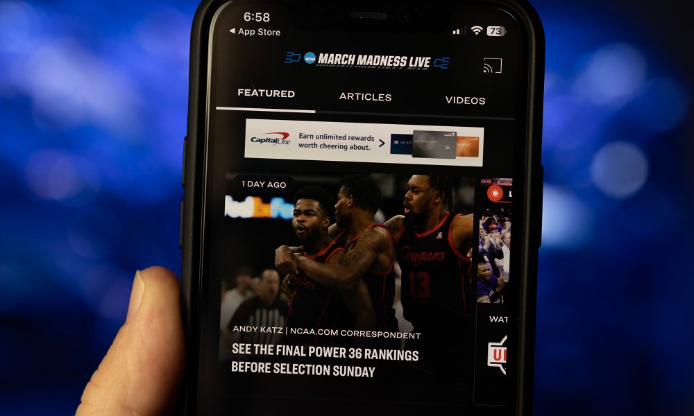 The March Madness app on an iPhone.