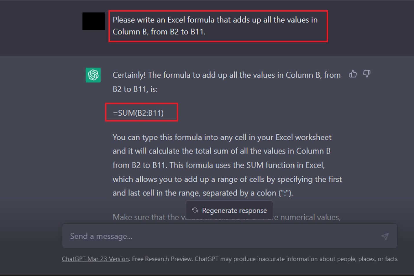 How to use ChatGPT to write Excel formulas