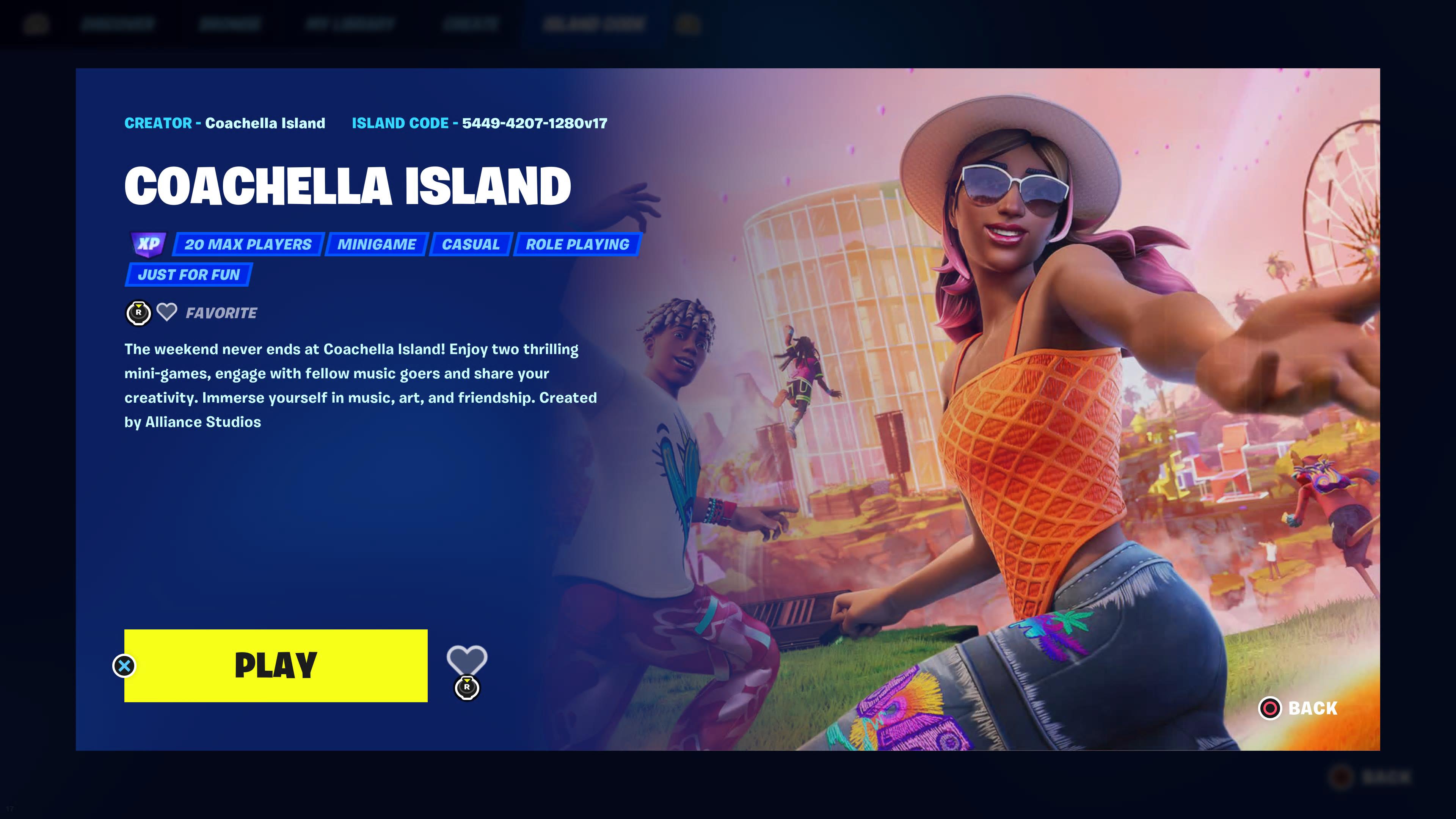 Launching fireworks at Coachella Island in Fortnite.