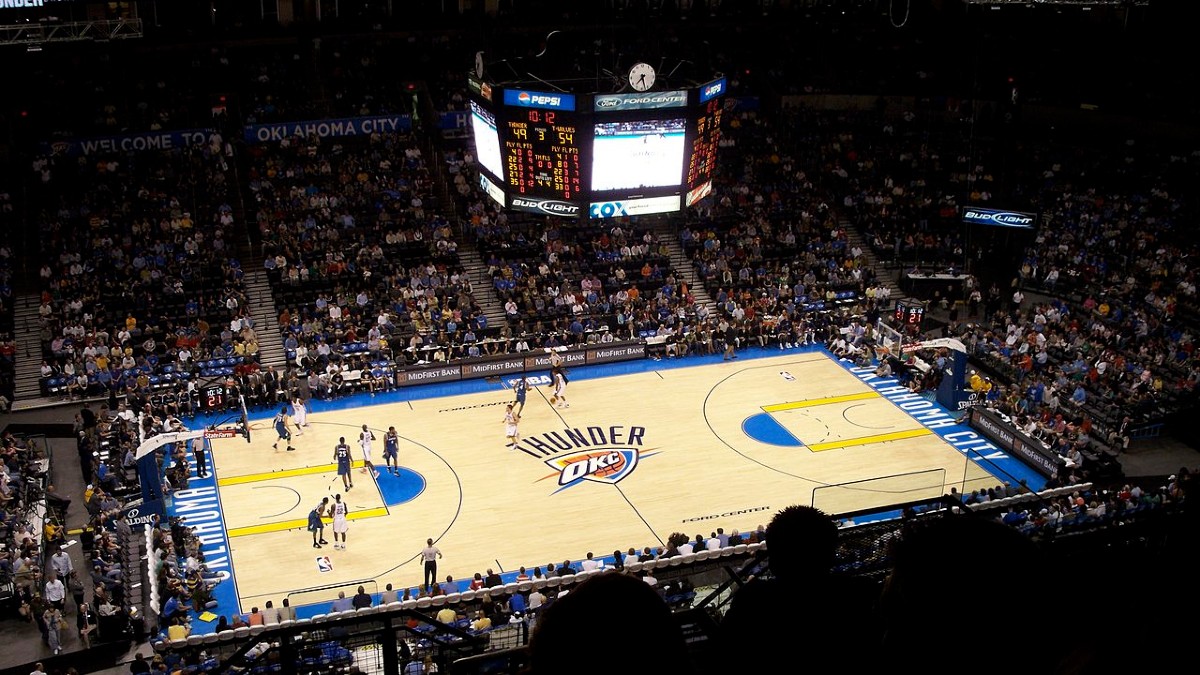 A photo of the OKC Thunder basketball court.