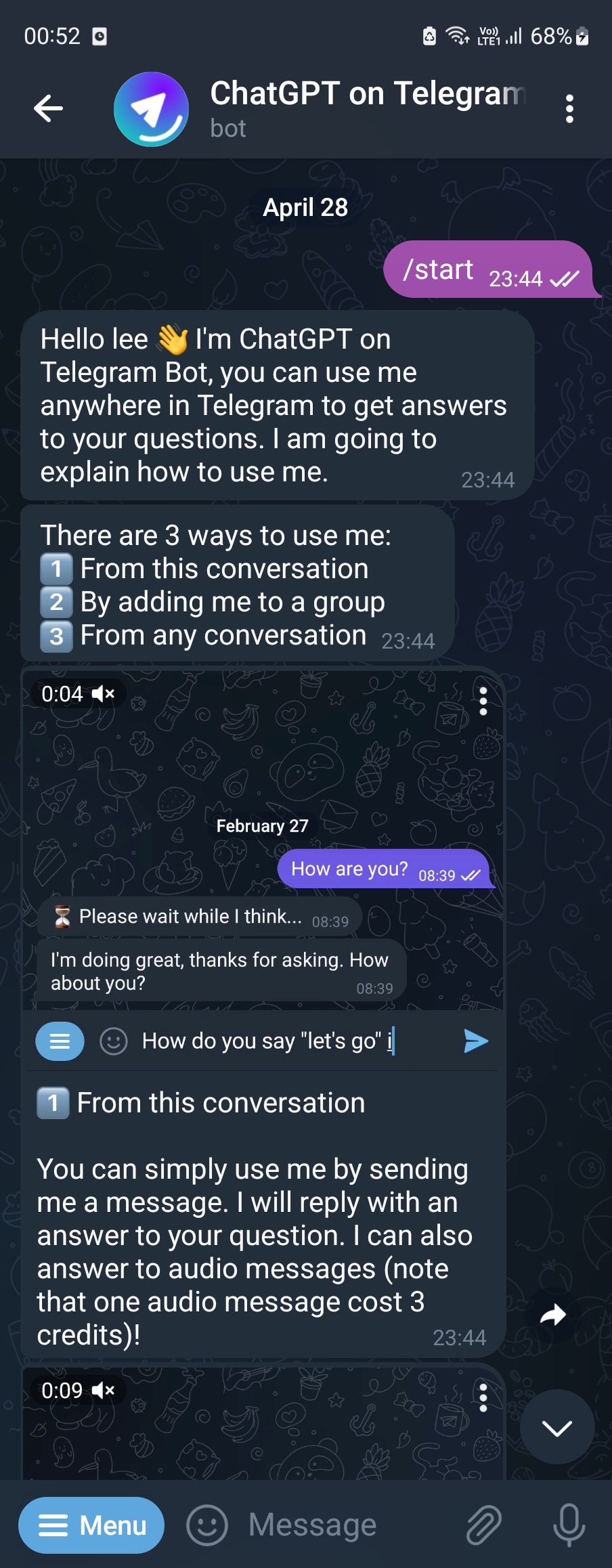 ChatGPTonTelegram bot