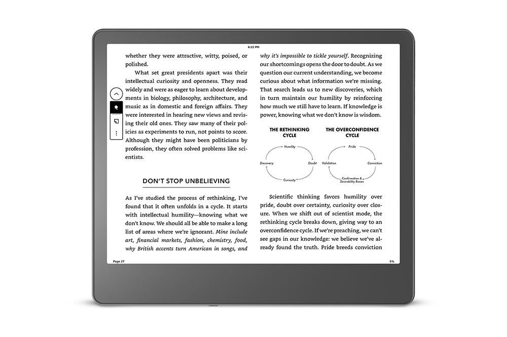 Two column layout for books on the Kindle Scribe.