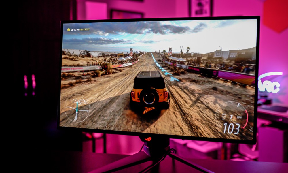 Forza Horizon 5 running on the Asus ROG PG27AQDM.