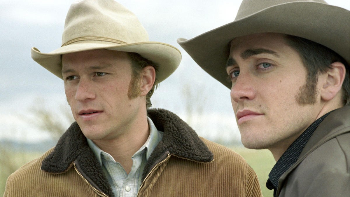 Two men look at the horizon in Brokeback Mountain.