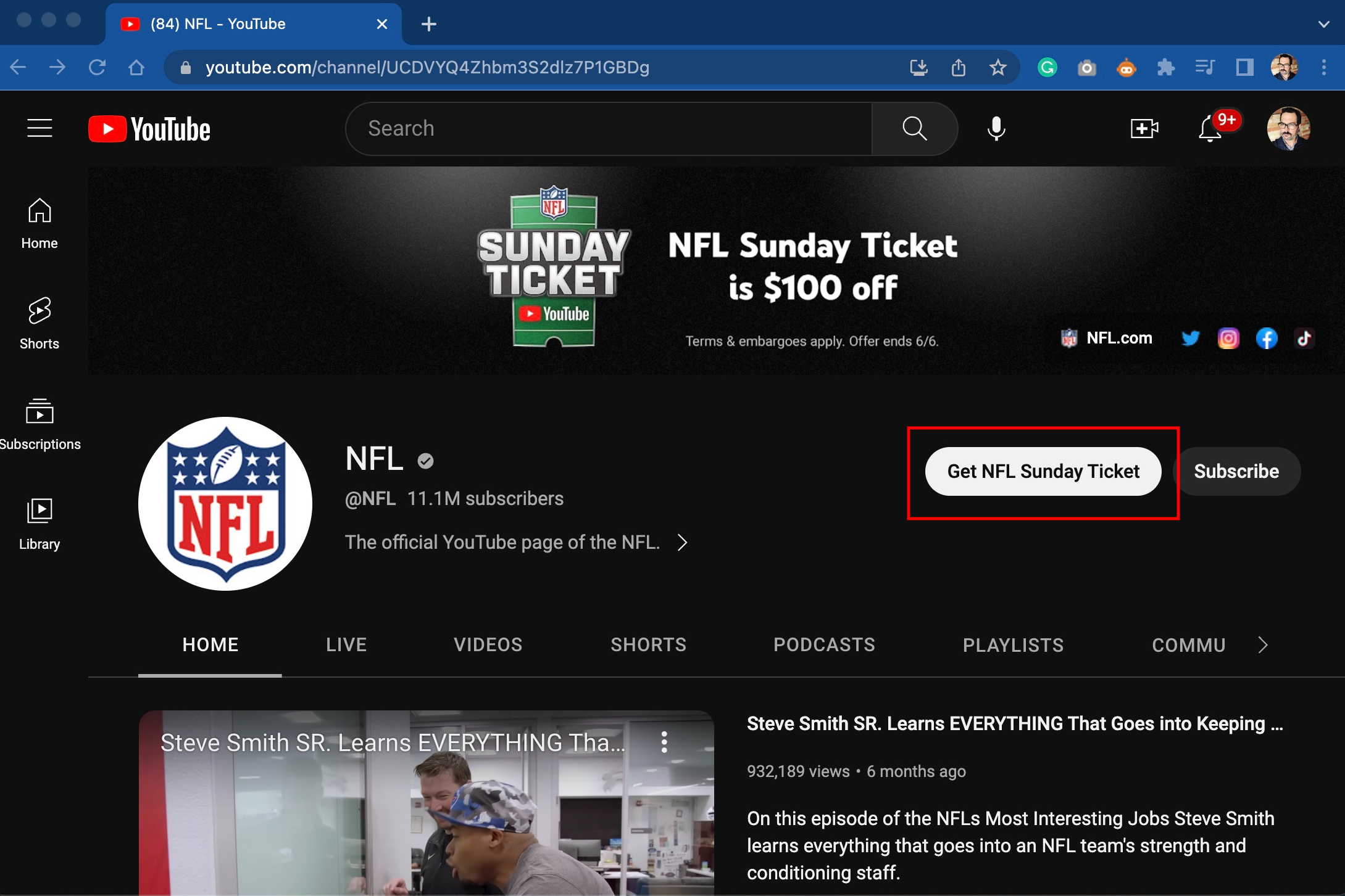 Get NFL Sunday Ticket on   - Computer -   Help