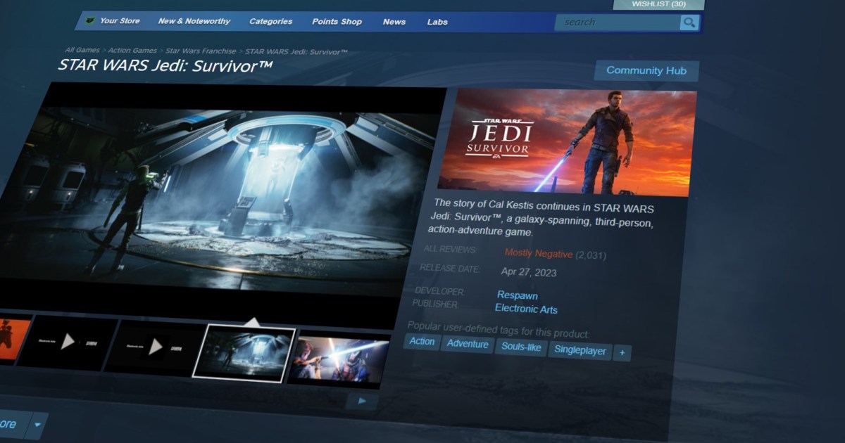 Star Wars Jedi: Survivor is being review-bombed on Steam | Digital Trends