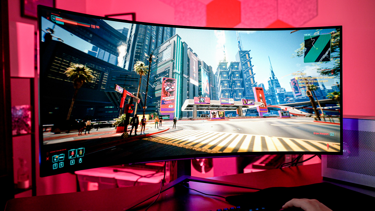 Cyberpunk 2077 moving connected The LG UltraGear OLED 45.