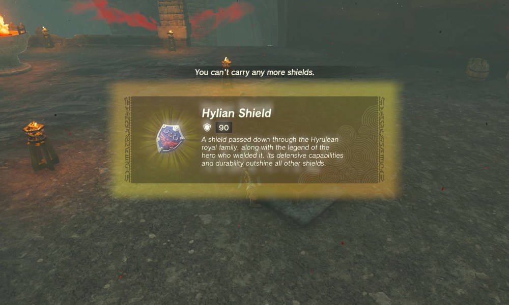 Link picking up the hylian shield.