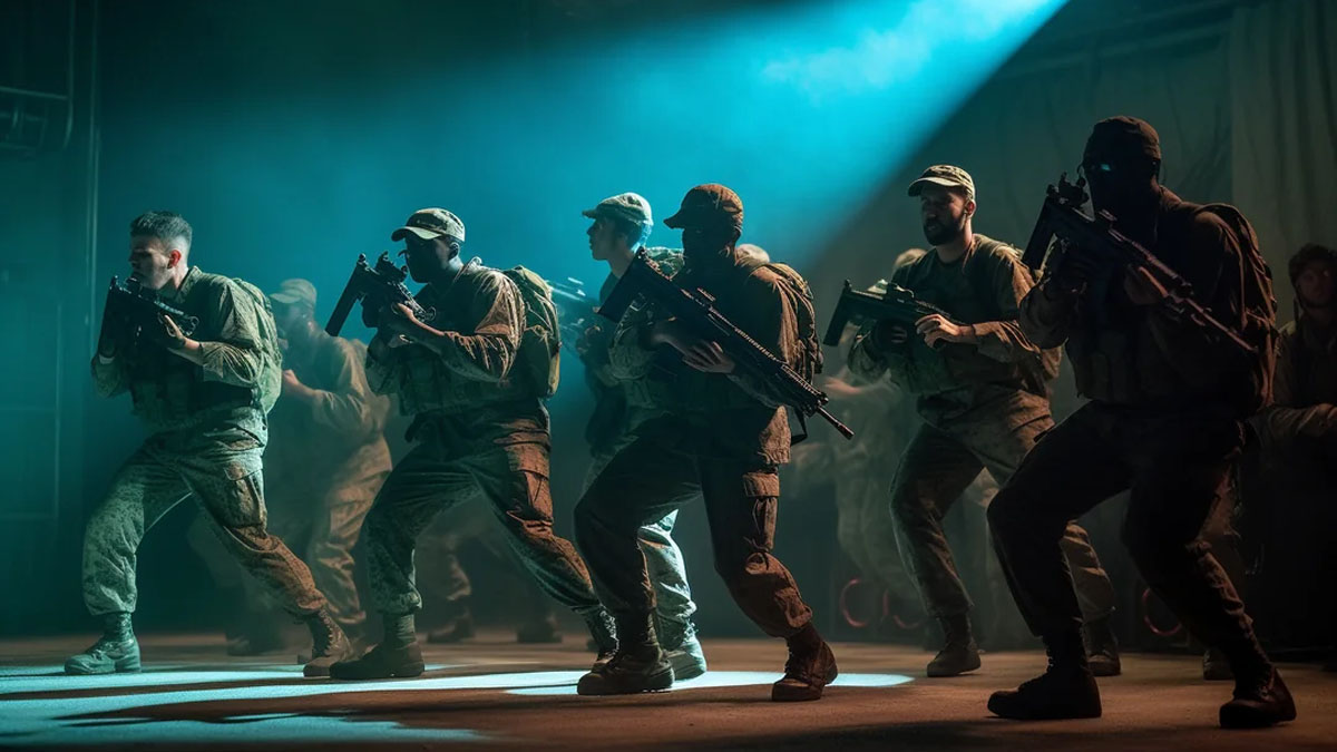 Algunos marines coloniales bailan una giga en Aliens: The Musical.