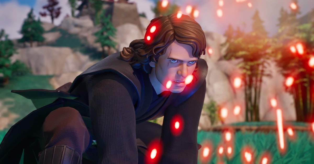 Anakin atacando en Fortnite.