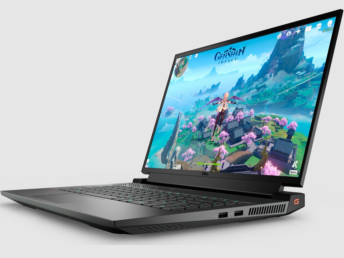 Игровой ноутбук Dell G16 с Genshin Impact на экране.