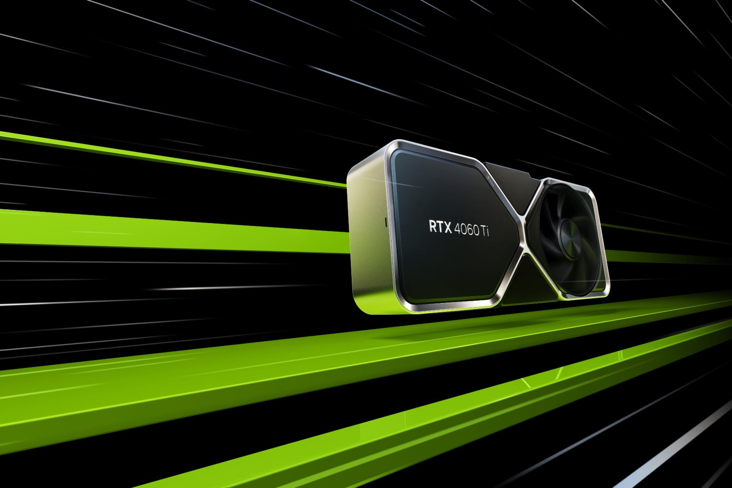 Nvidia's RTX 4060 Ti graphics card against a black and green background.