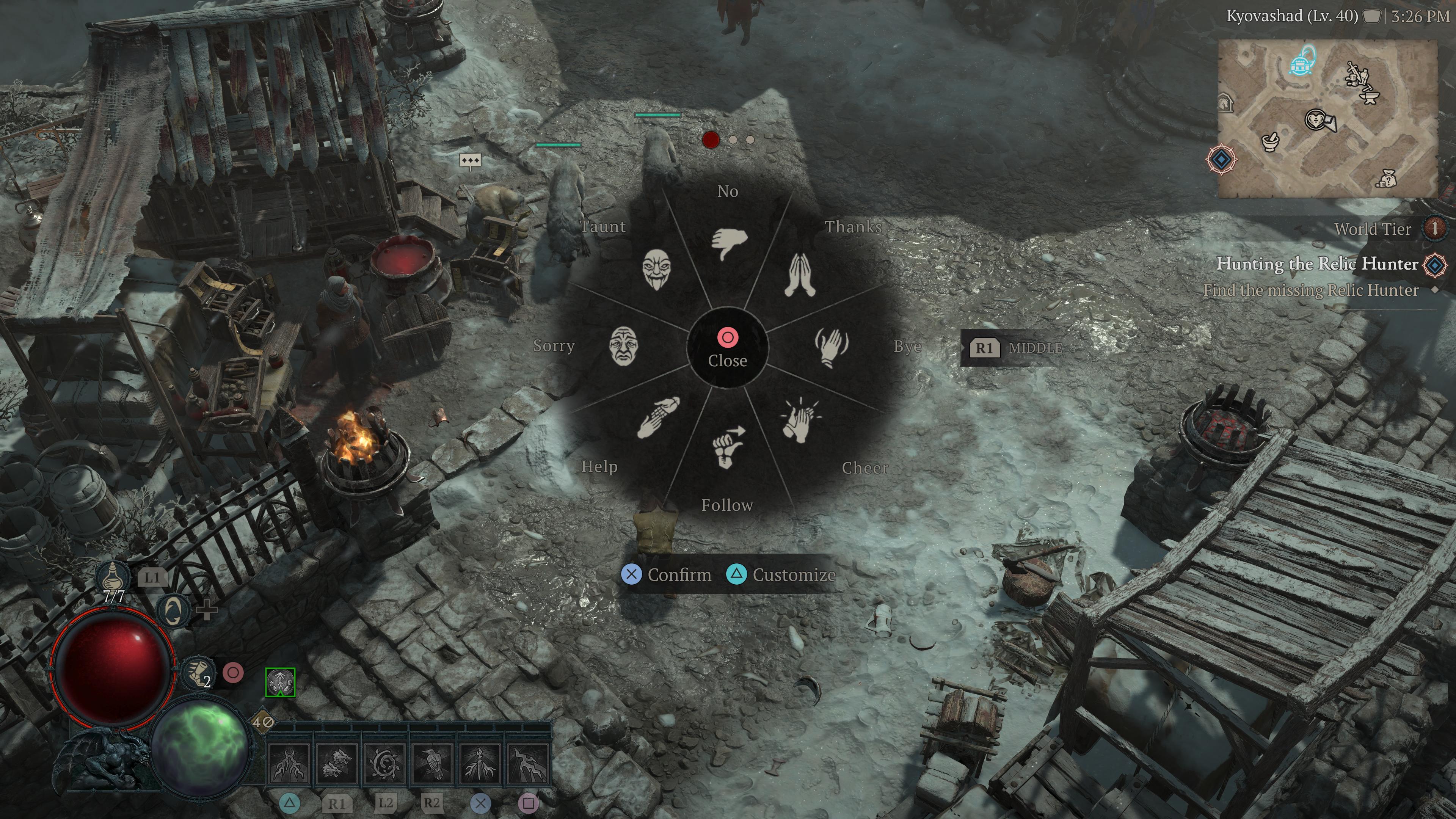 An emote wheel in Diablo 4