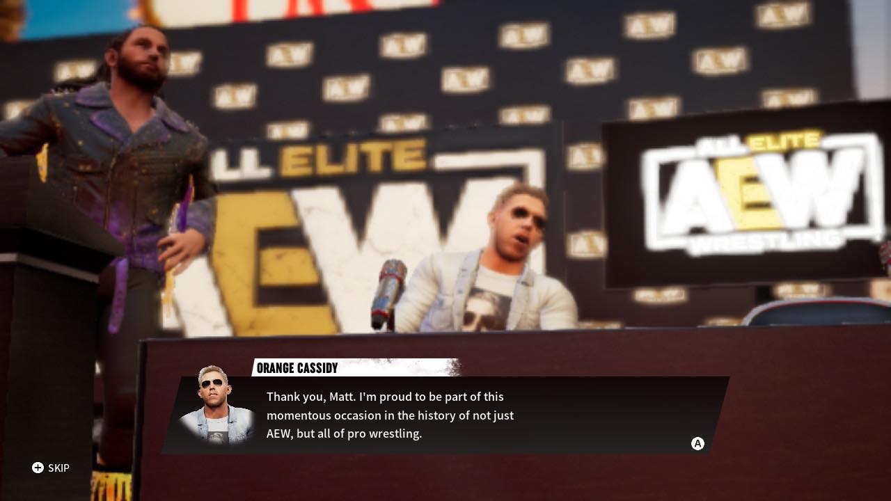 Ein Screenshot aus der Switch-Version von AEW: Fight Forever zeigt die verschwommene Auflösung.