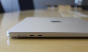 Apple's 15-inch MacBook Air placed on a desk with its lid closed.