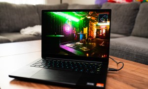 A game playing on the Razer Blade 14 gaming laptop.