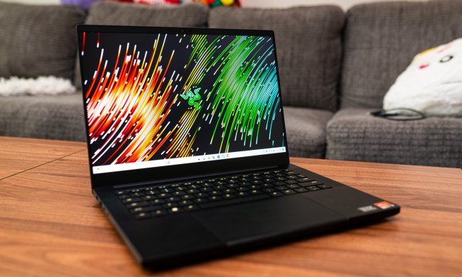 Razer Blade 14 sitting on a coffee table.