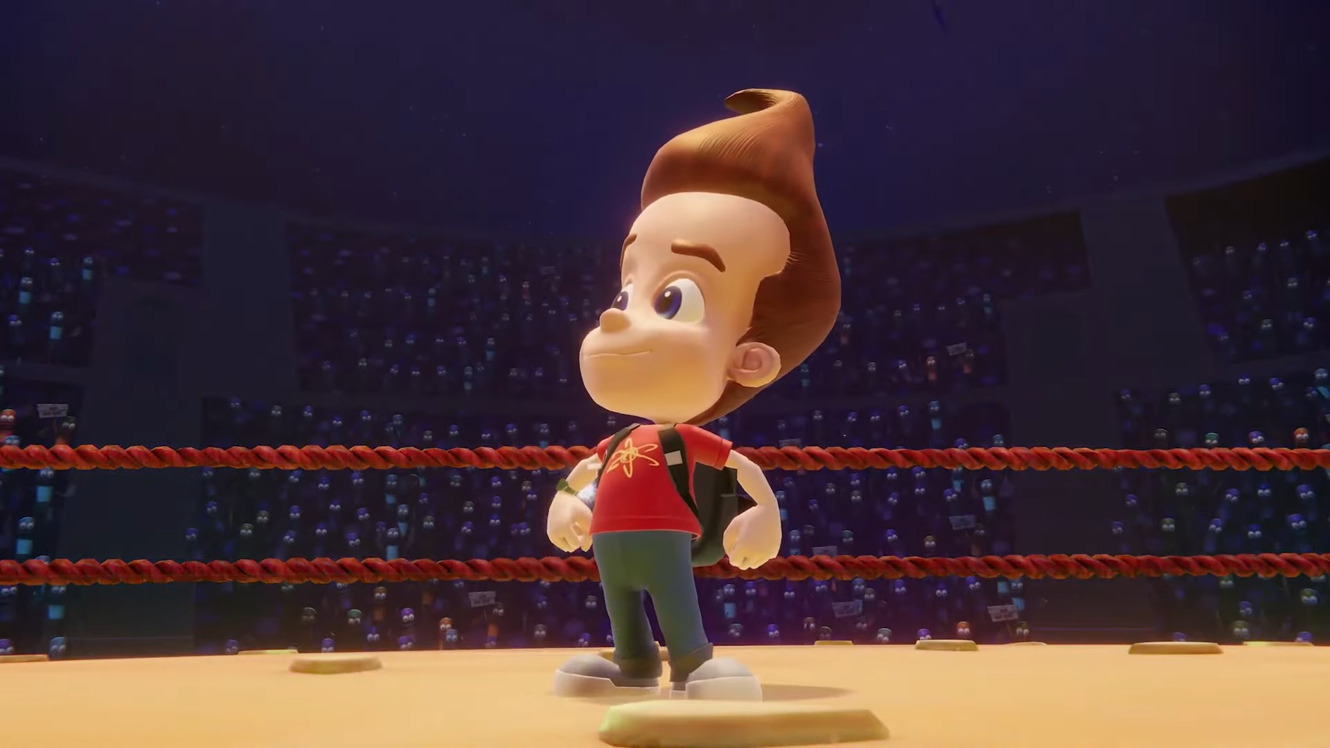 Jimmy Neutron in a boxing ring.