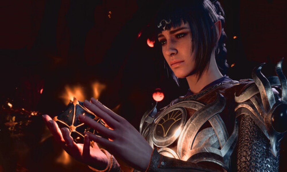 A mage holding a flaming object.