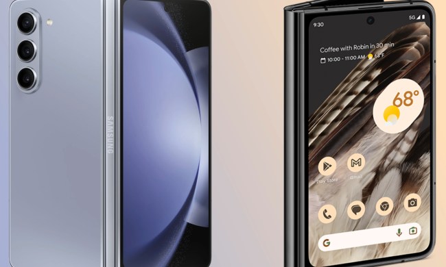 Samsung Galaxy Z Fold 5 and Google Pixel Fold renders next to each other.