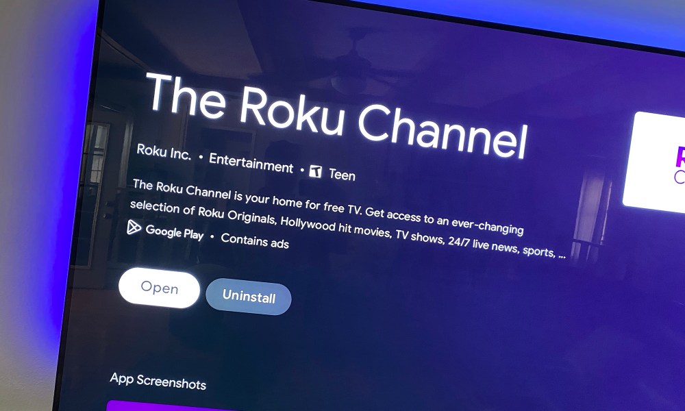 The Roku Channel app on Google TV.