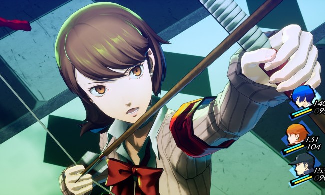 A character uses a bow and arrow in Persona 3 Reload.