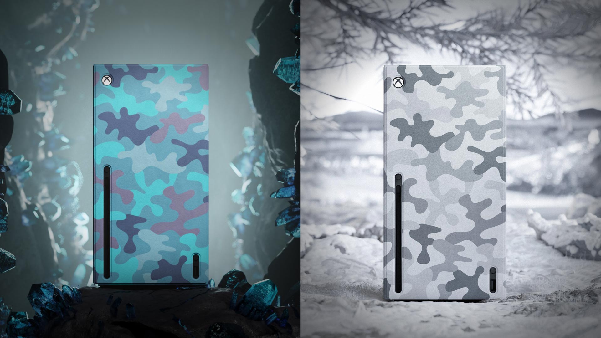 Чехлы Mineral Camo и Artic Camo для консоли Xbox Series X.